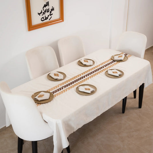 ARA Embroidered Linen Tablecloth — 98 × 63 in