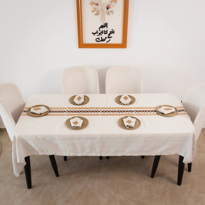 ARA Embroidered Linen Tablecloth — 98 × 63 in