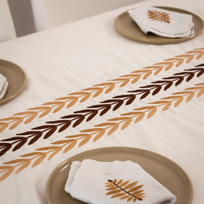 ARA Embroidered Linen Tablecloth — 98 × 63 in