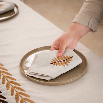 ARA Embroidered Linen Tablecloth — 98 × 63 in
