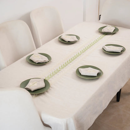 ARA Embroidered Linen Tablecloth — 98 × 63 in