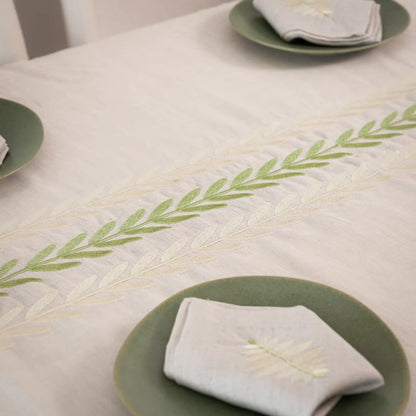ARA Embroidered Linen Tablecloth — 98 × 63 in