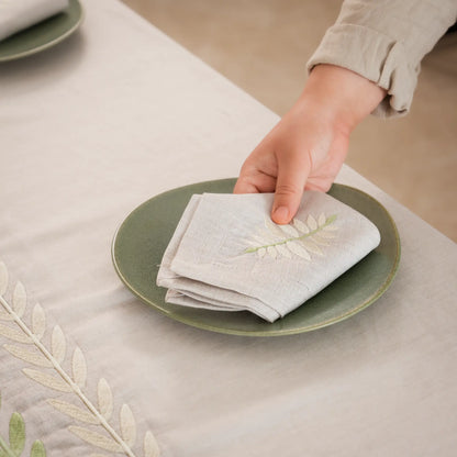 ARA Embroidered Linen Tablecloth — 98 × 63 in