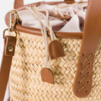 Bella handmade plant fiber and leather bag – product view 2