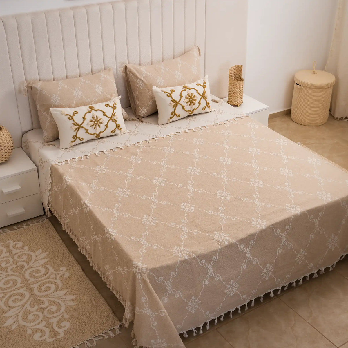 Rosalia Cotton Flat Sheet and Pillowcase Set