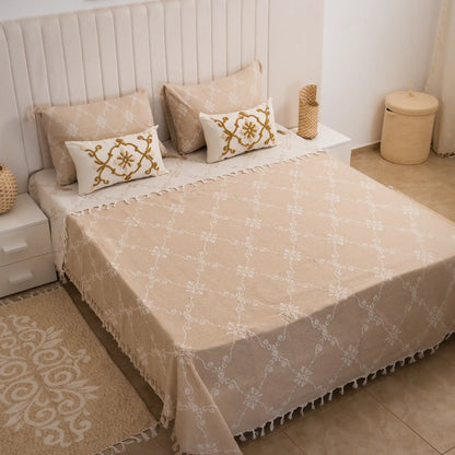 Rosalia Cotton Flat Sheet and Pillowcase Set