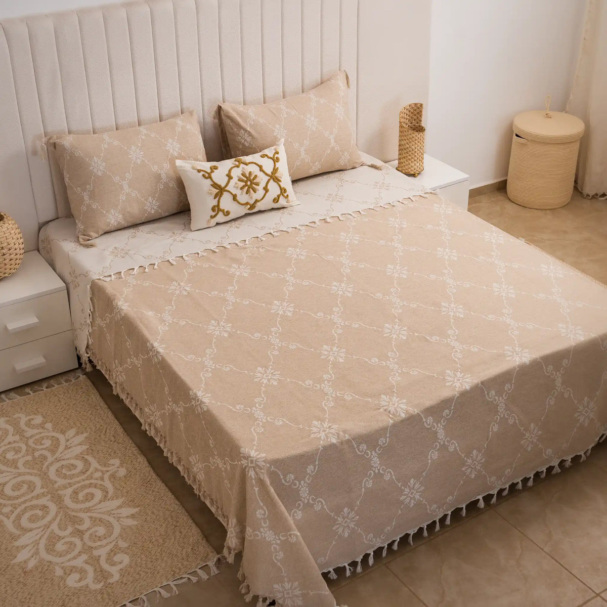Rosalia Cotton Flat Sheet and Pillowcase Set