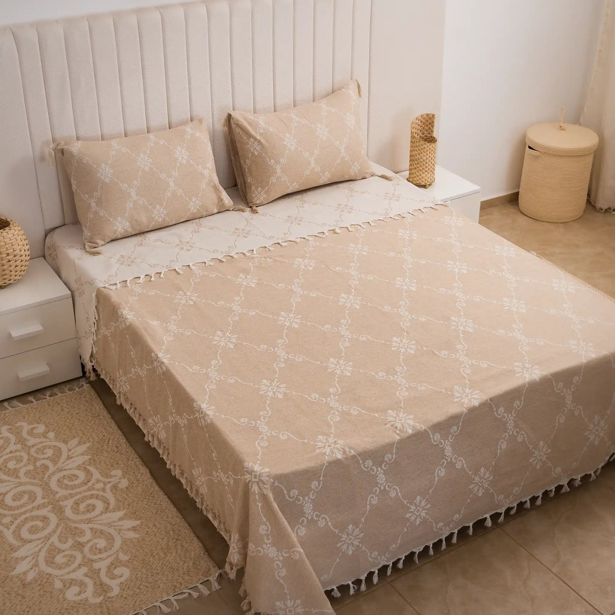 Rosalia Cotton Flat Sheet and Pillowcase Set