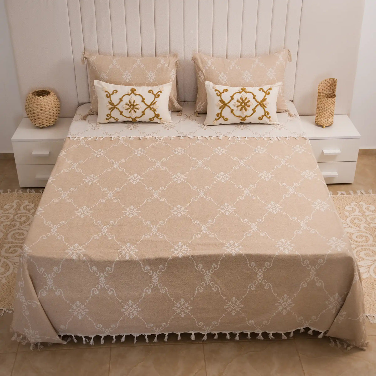 Rosalia Cotton Flat Sheet and Pillowcase Set
