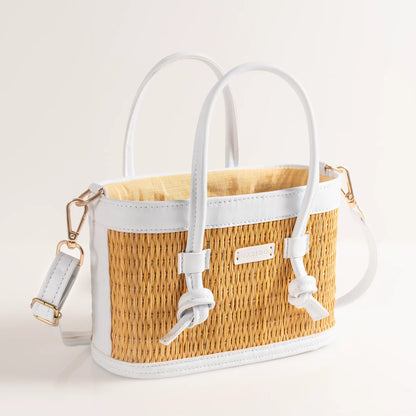 Mirella Handcrafted White Braided Bag