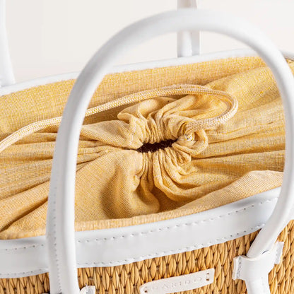 Mirella Handcrafted White Braided Bag
