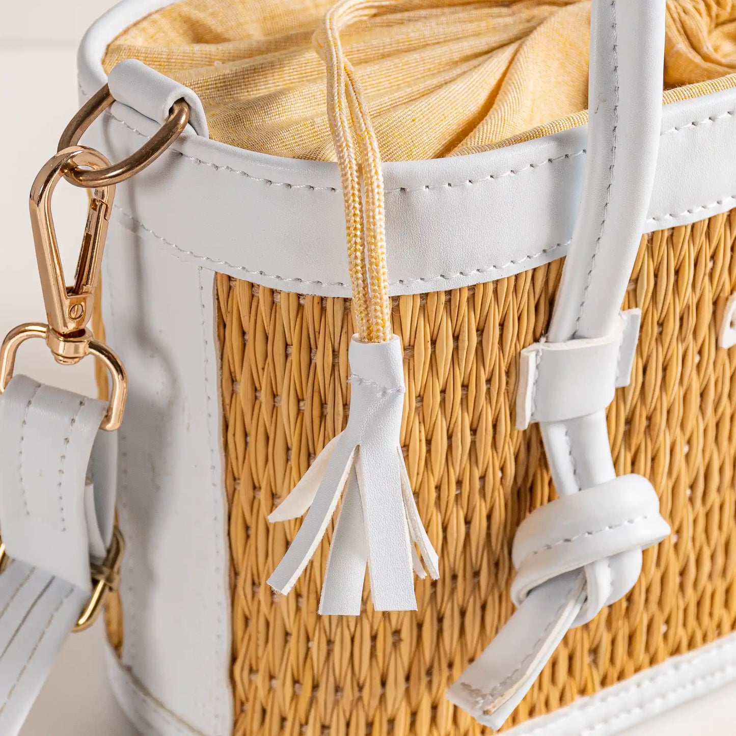 Mirella Handcrafted White Braided Bag