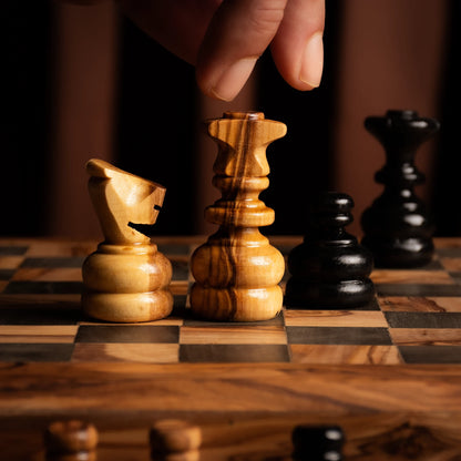 Olive Wood Chess Set – Handcrafted Chess Board