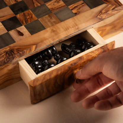 Olive Wood Chess Set – Handcrafted Chess Board