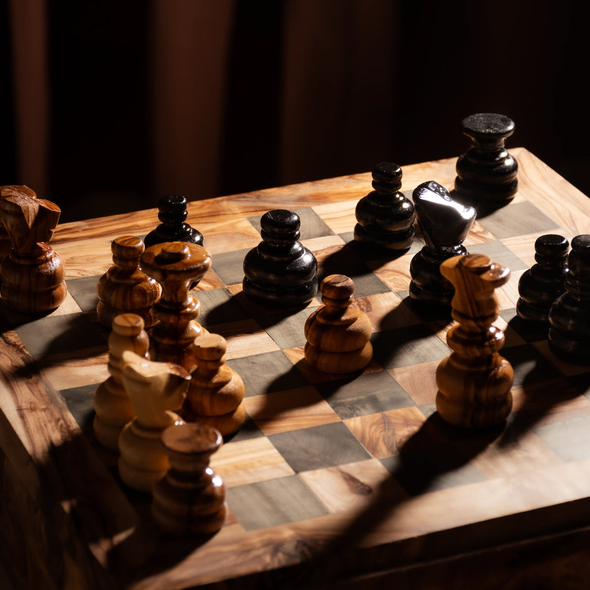 Olive Wood Chess Set – Handcrafted Chess Board