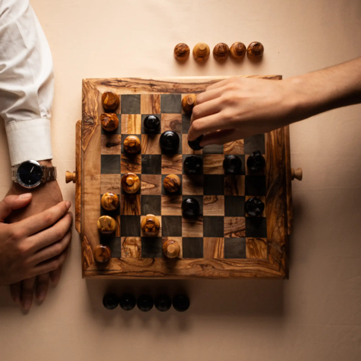 Olive Wood Chess Set – Handcrafted Chess Board