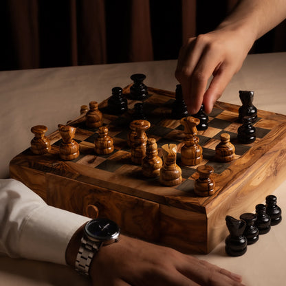 Olive Wood Chess Set – Handcrafted Chess Board