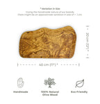 Handmade Olive Wood Cutting Board with Juice Groove – 40x20 cm | Durable, Rustic & Eco-Friendly