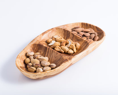 Olive Wood Serving Plate - 3 Compartments