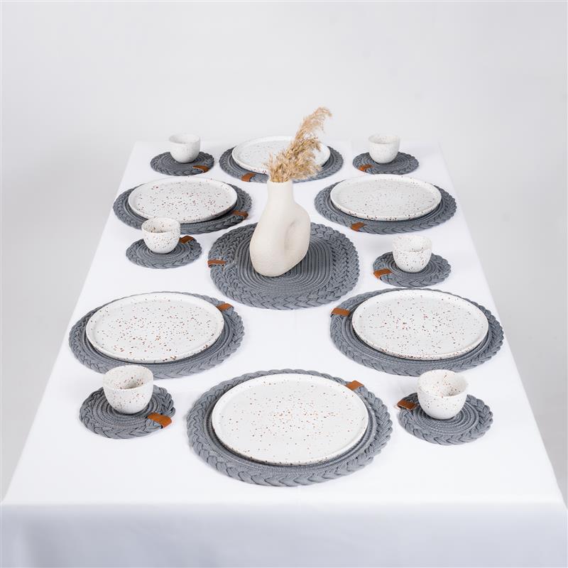 Braided Cotton Table Set – Handmade Placemats, Coasters & Oval Mats for Elegant Dining