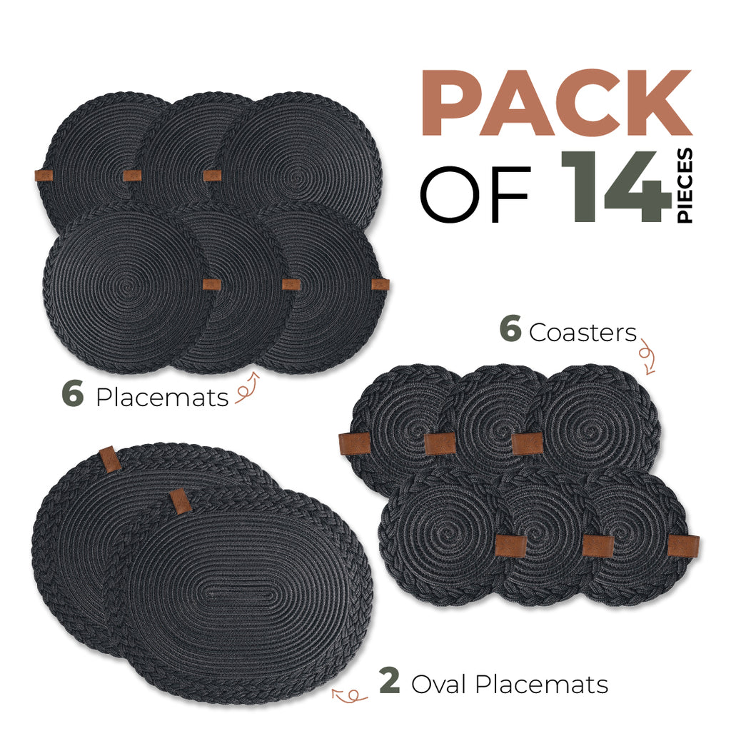 Braided Cotton Table Set – Handmade Placemats, Coasters & Oval Mats for Elegant Dining