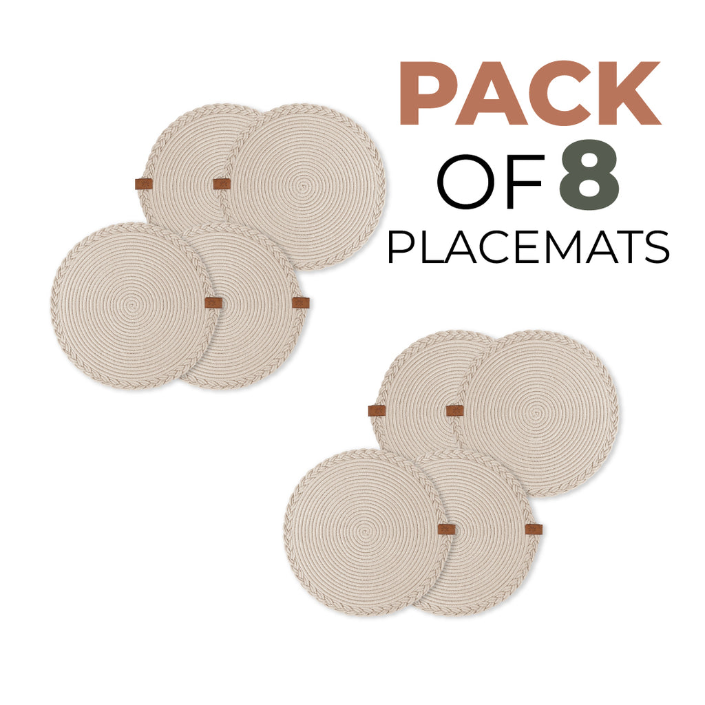 Braided Cotton Table Set – Handmade Placemats, Coasters & Oval Mats for Elegant Dining