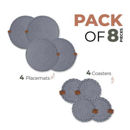Braided Cotton Table Set – Handmade Placemats, Coasters & Oval Mats for Elegant Dining
