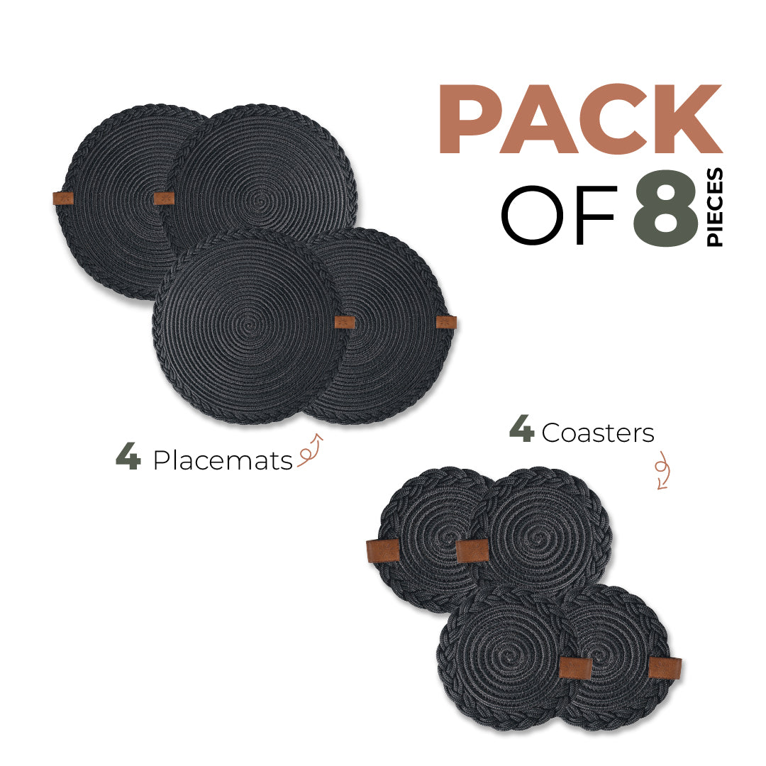 Braided Cotton Table Set – Handmade Placemats, Coasters & Oval Mats for Elegant Dining