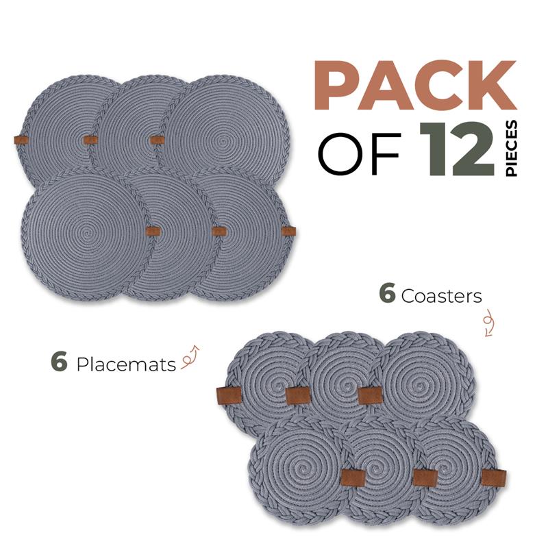 Braided Cotton Table Set – Handmade Placemats, Coasters & Oval Mats for Elegant Dining