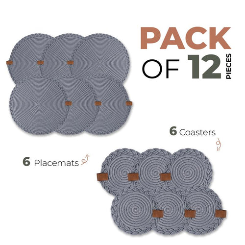 Braided Cotton Table Set – Handmade Placemats, Coasters & Oval Mats for Elegant Dining