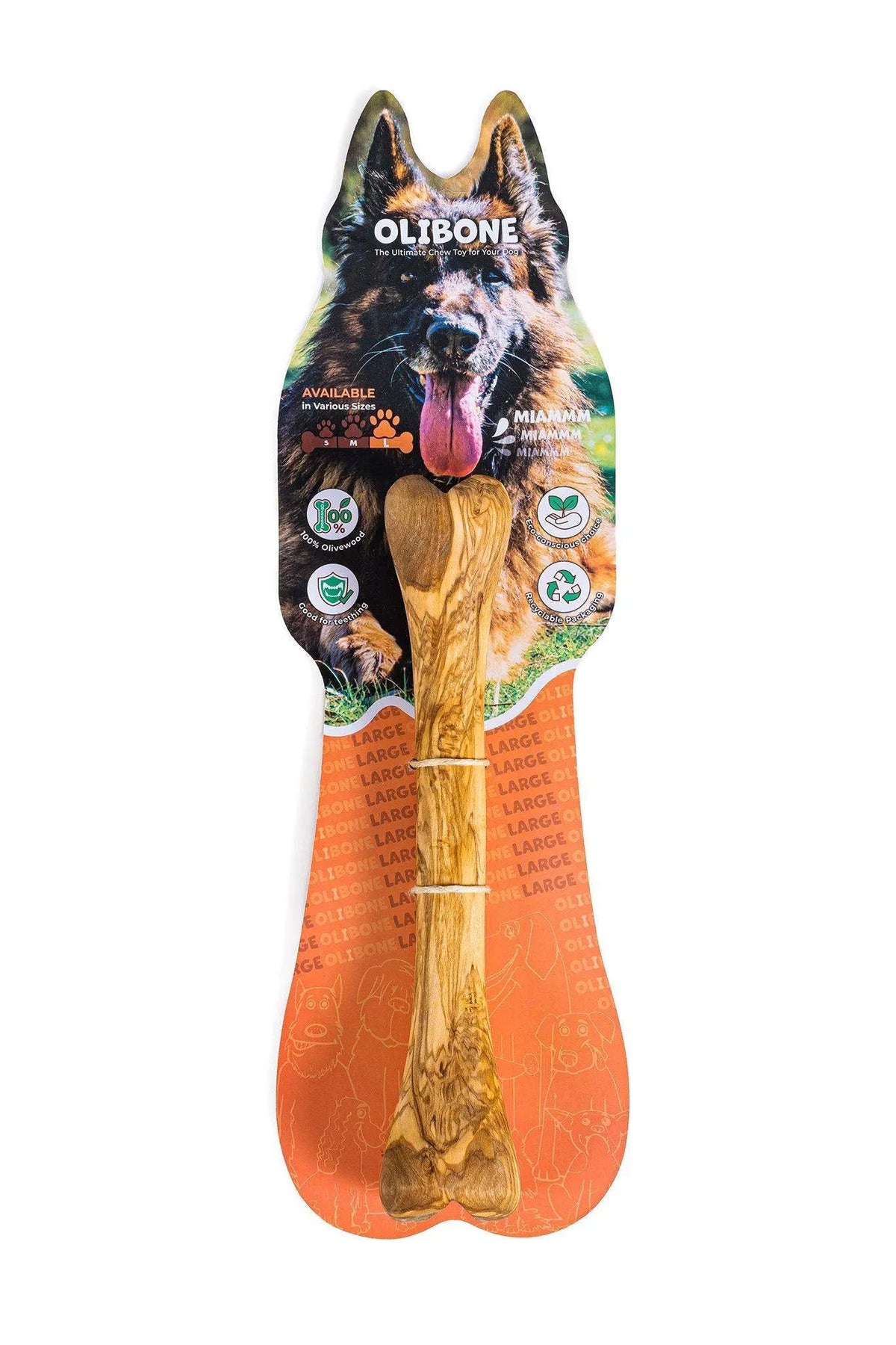 Olibone – Handmade Olive Wood Dog Chew Toy (Natural, Durable & Safe – 3 Sizes)