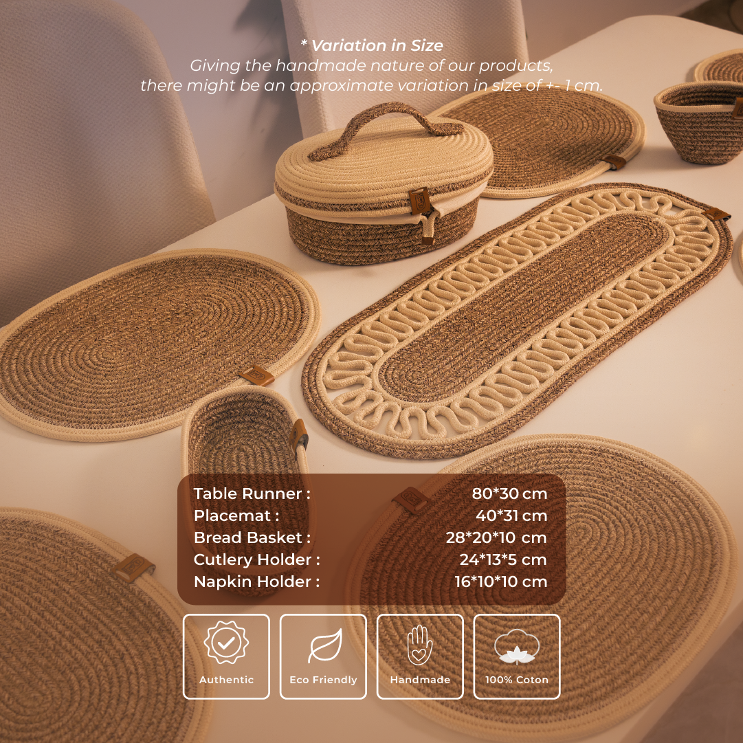 Handwoven Braided Cotton Table Set – detail view 2