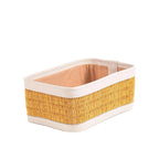 Medium-sized darido storage box with woven basket design and beige fabric trim, 27x17 cm. - Medium-Sized Storage Box | 27x17 cm