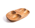 Darido handmade olive wood snack plate with four rounded compartments and natural wood grain. - Handmade Olive Wood Snack Plate – 4 Compartments | Elegant, Eco-Friendly & Unique