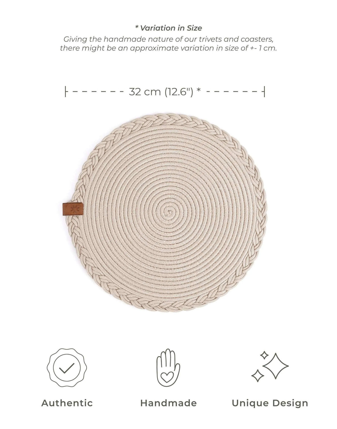 DARIDO Beige Placemats- 32cm- Round, Durable & Elegant Table Decor 