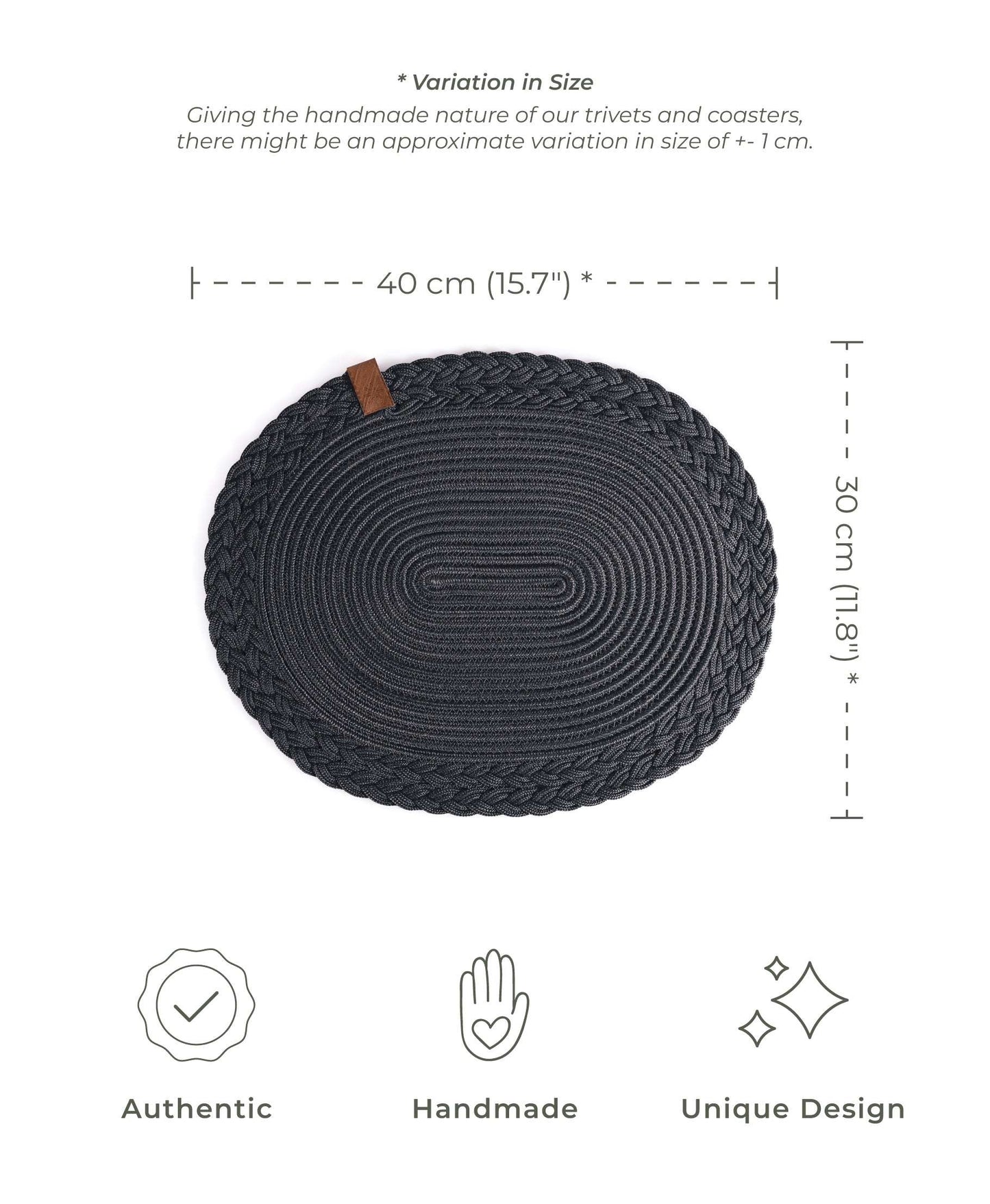 DARIDO Black Placemats- 30x40 cm Oval, Durable & Elegant Table and Outdoor Decor