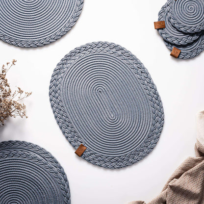 DARIDO Grey Placemats- 30x40 cm Oval, Durable & Elegant Table and Outdoor Decor 