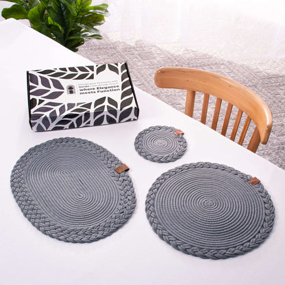 DARIDO Grey Placemats- 30x40 cm Oval, Durable & Elegant Table and Outdoor Decor 