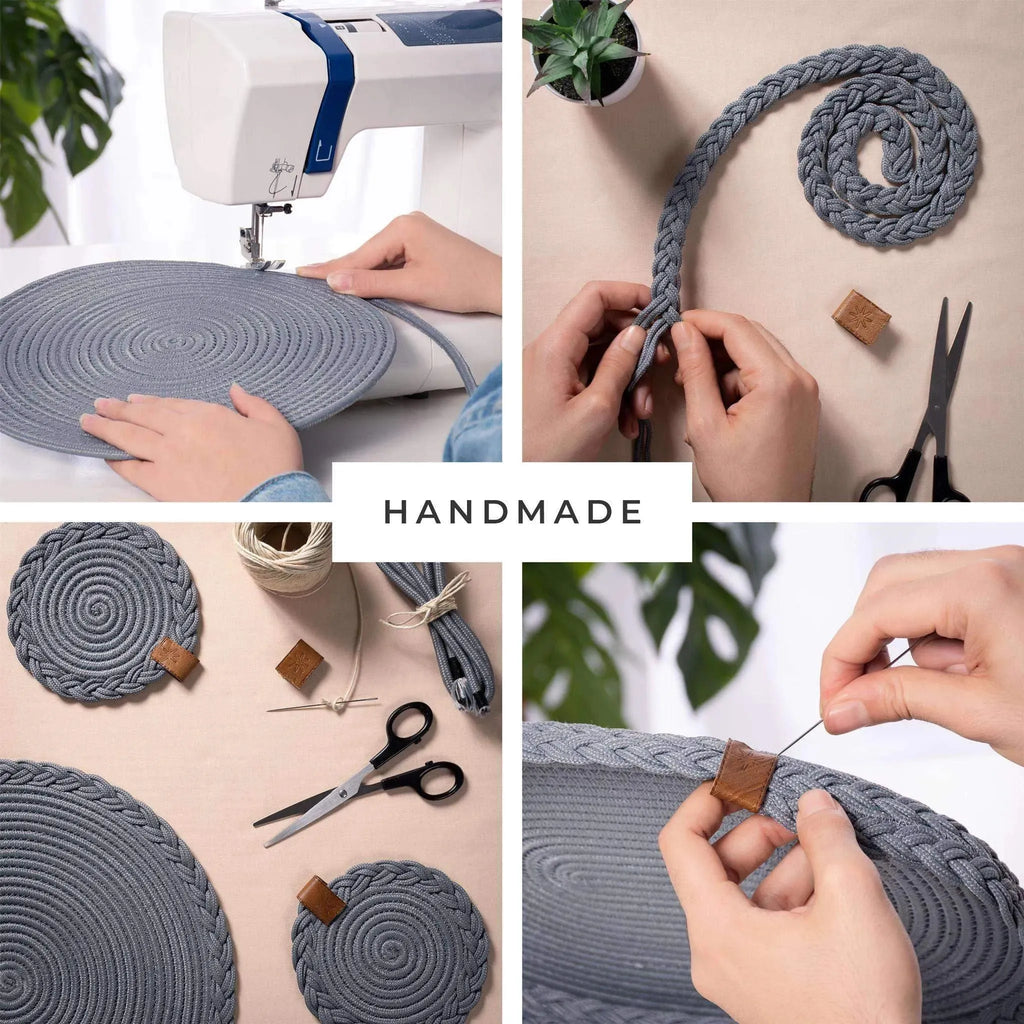 Braided Cotton Table Set – Handmade Placemats, Coasters & Oval Mats for Elegant Dining