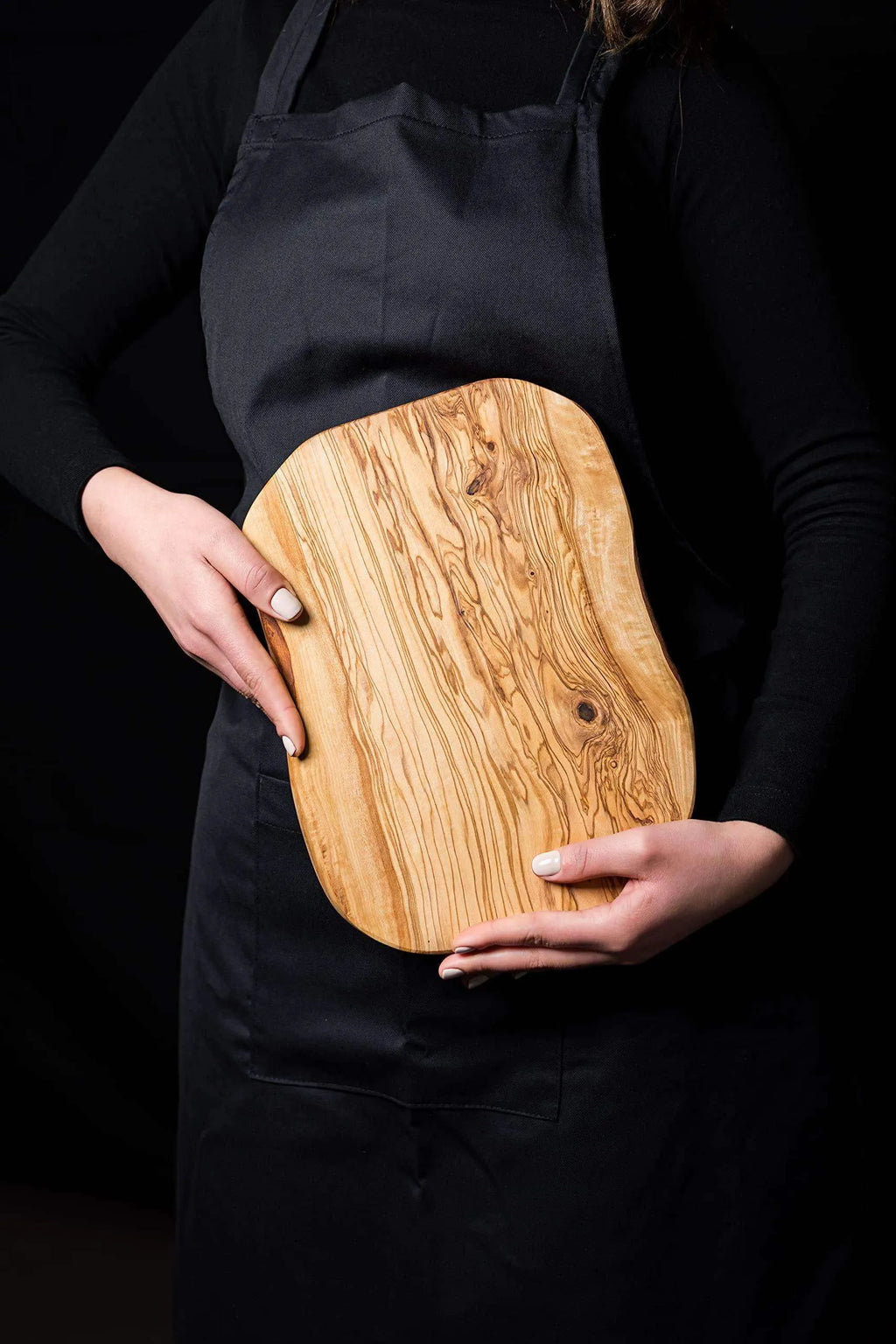 Handmade darido olive wood cutting board with natural grain, rounded edges, and smooth finish. - Handmade Olive Wood Cutting Board – Reversible, Rustic & Food-Safe | 12x7" (30x18cm)