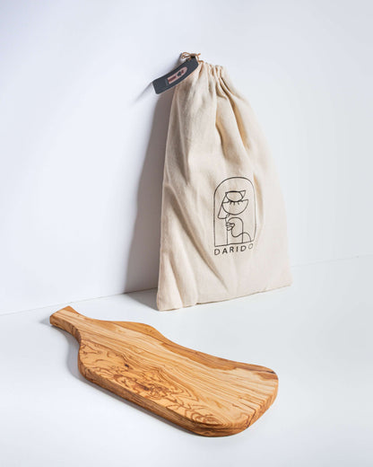 DARIDO Handmade Olive Wood Board with Handle | 42x20 cm | Eco-Friendly, durable and Multi-Functional Kitchenware