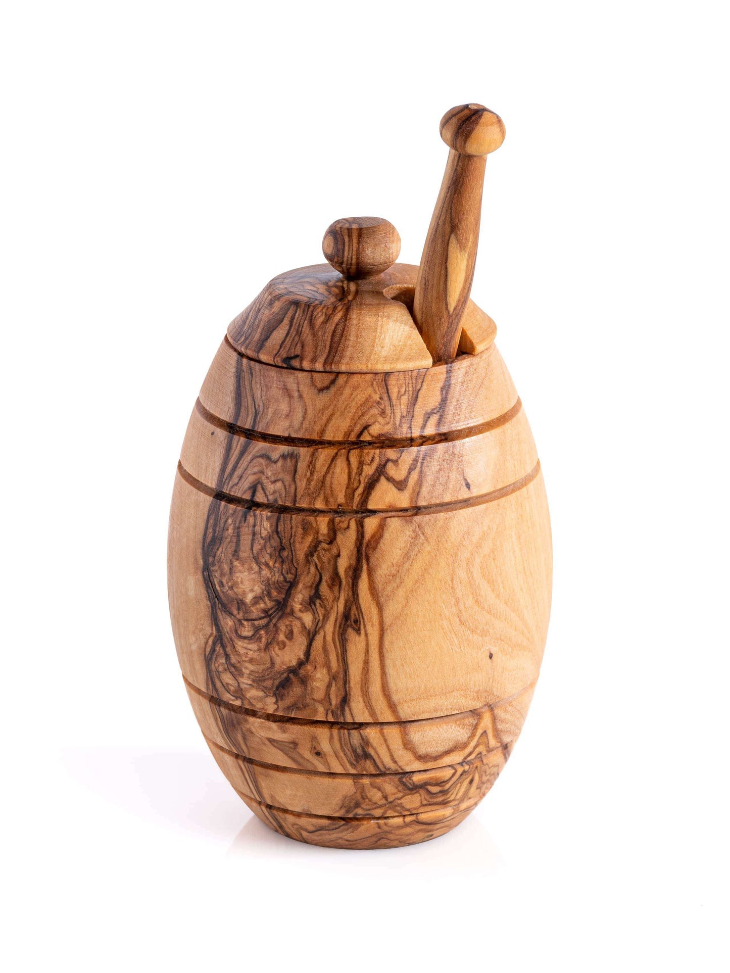 DARIDO Handmade Olive Wood Honey Jar with Artisanal Dipper & Lid - Eco-friendly & Elegant