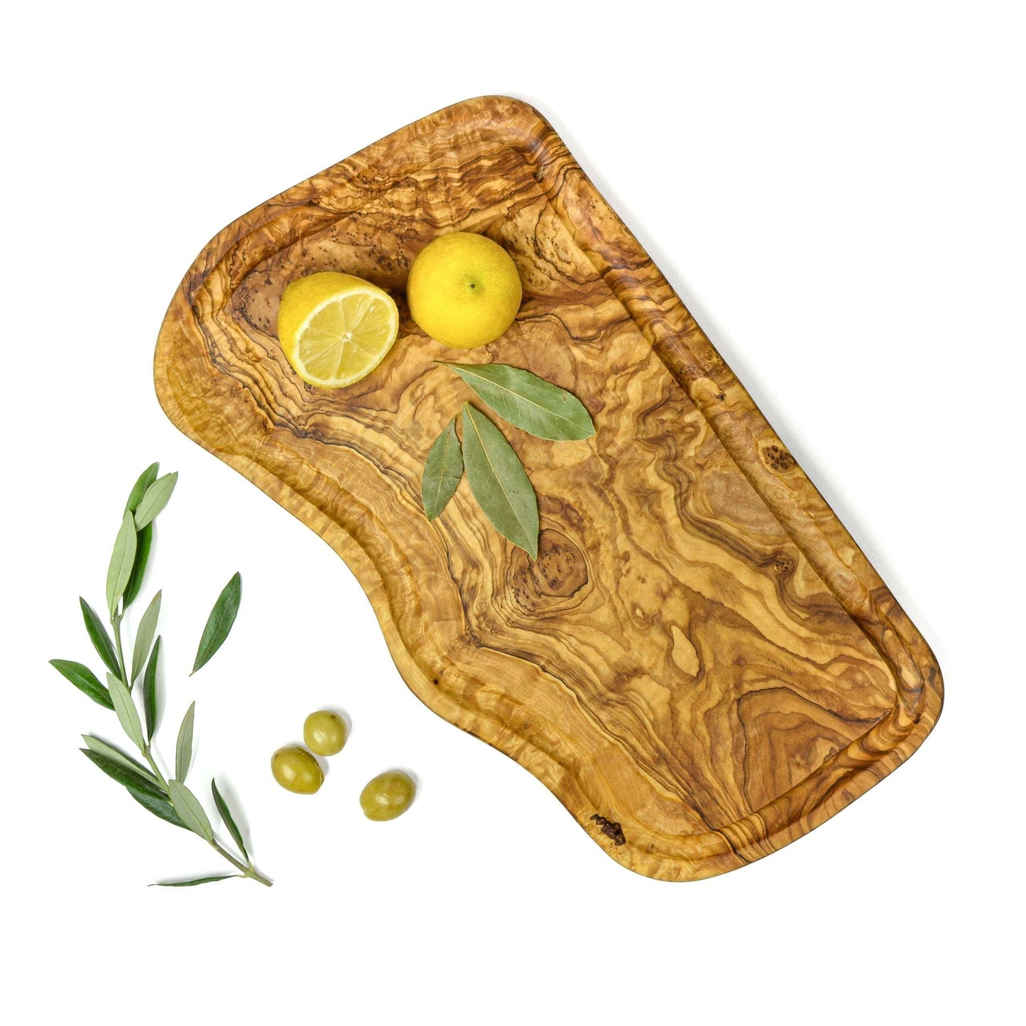 DARIDO Handmade Olive Wood Large Board with Juice Groove | 40x20 cm | Eco-Friendly, Durable and Multi-Functional Kitchenware 