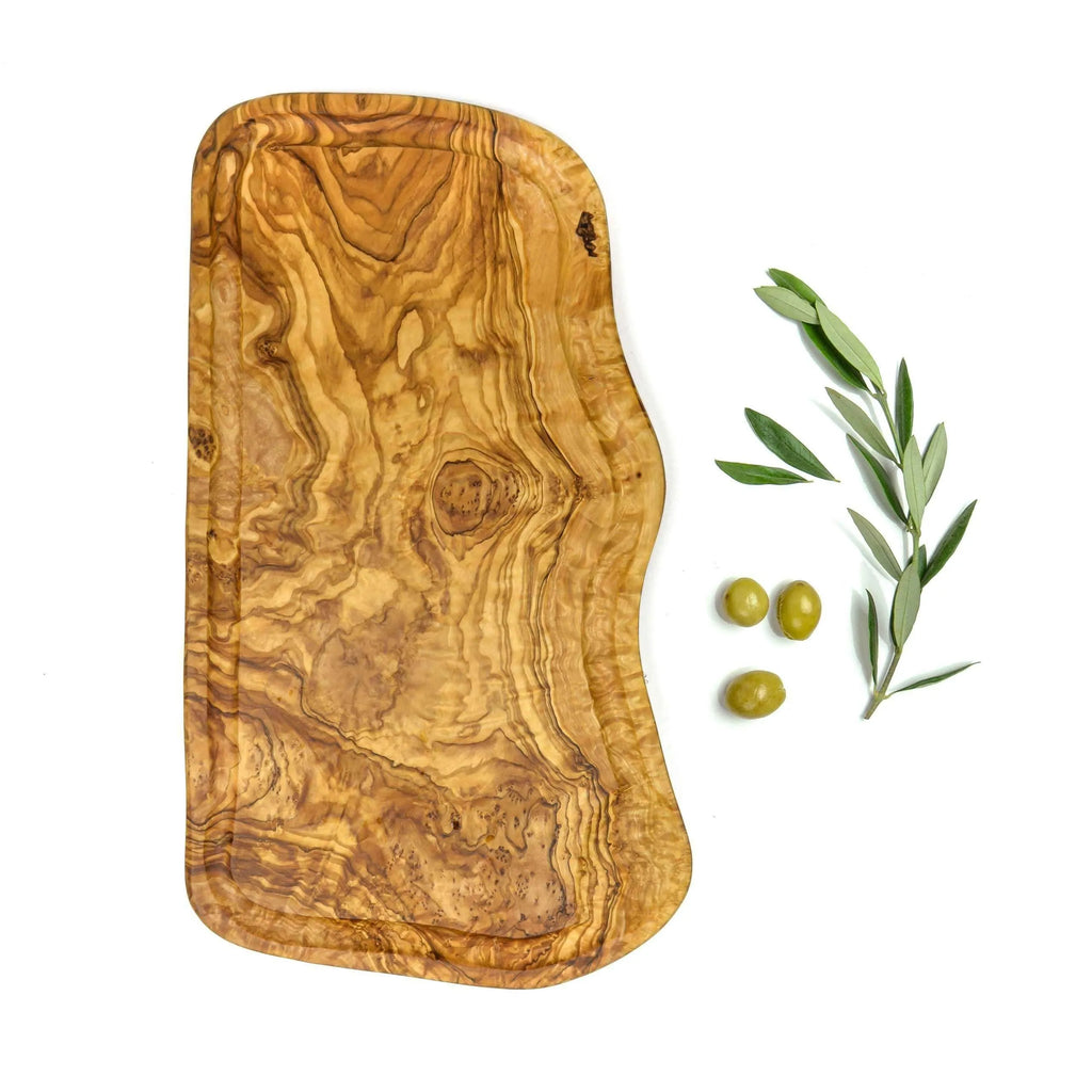 Handmade Olive Wood Cutting Board with Juice Groove – 40x20 cm | Durable, Rustic & Eco-Friendly
