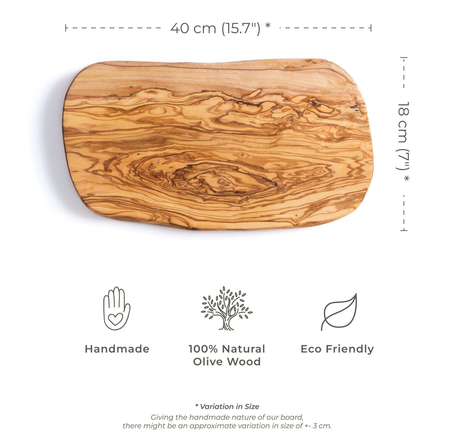 DARIDO Handmade Olive Wood Large Kitchen Board | 40x18 | Eco-Friendly, Durable and Multi-Functional Kitchenware 