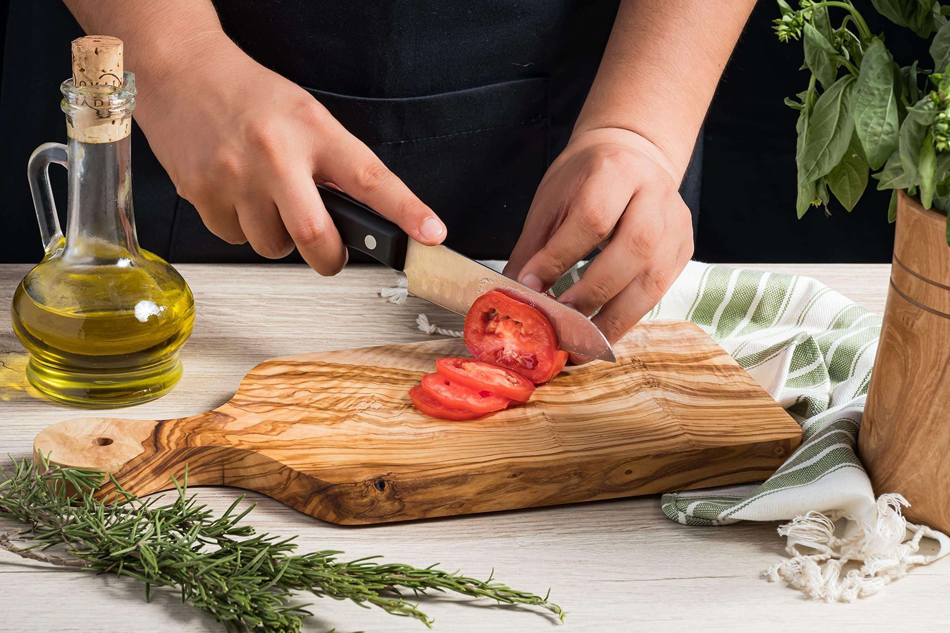 DARIDO Olive Wood Multi-Use Board with Handle | 35x17 cm | Eco-Friendly, durable and Multi-Functional Kitchenware