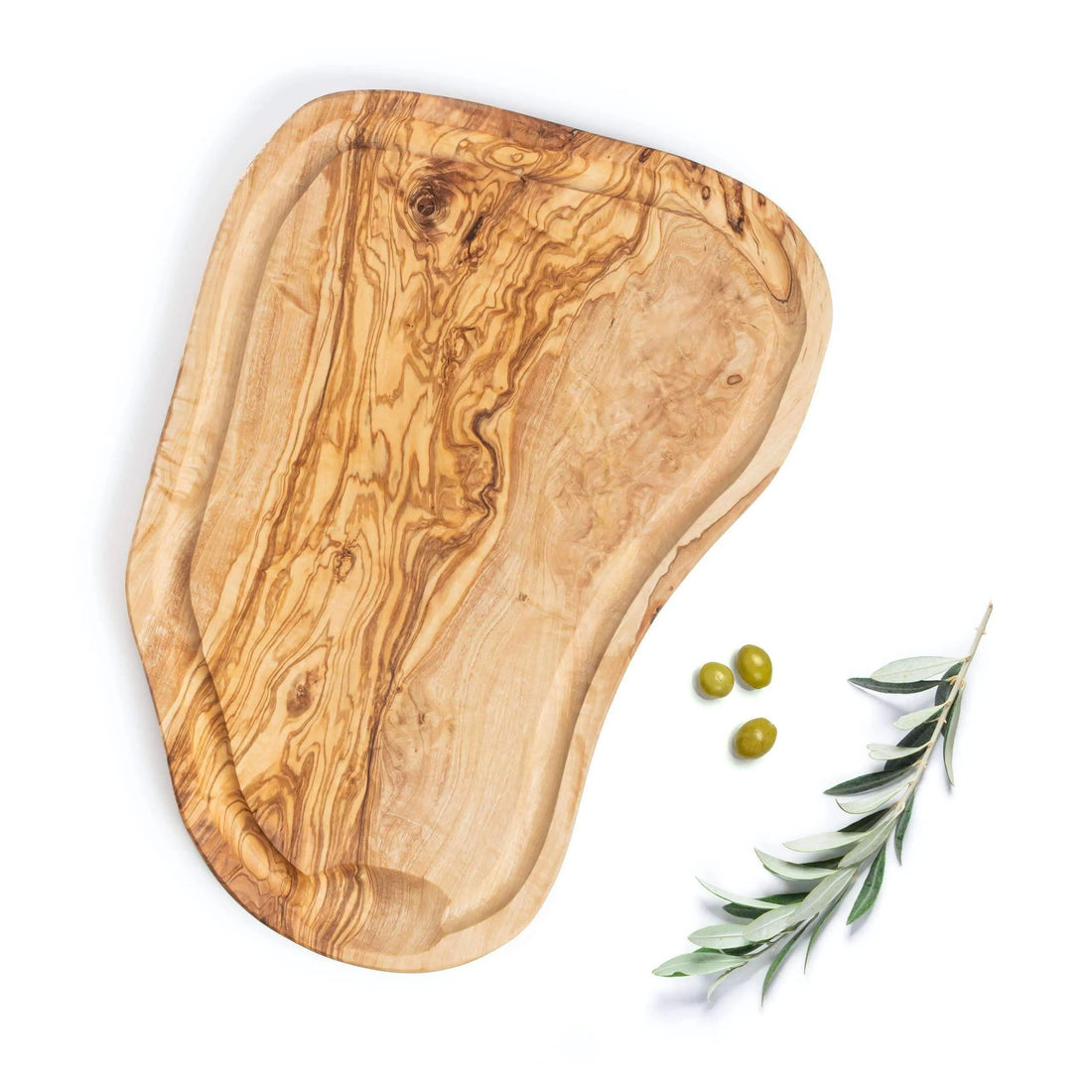 DARIDO Olive Wood Multi-Use Board with Juice Groove 35x18 cm | Eco-Friendly, durable and Multi-Functional Kitchenware