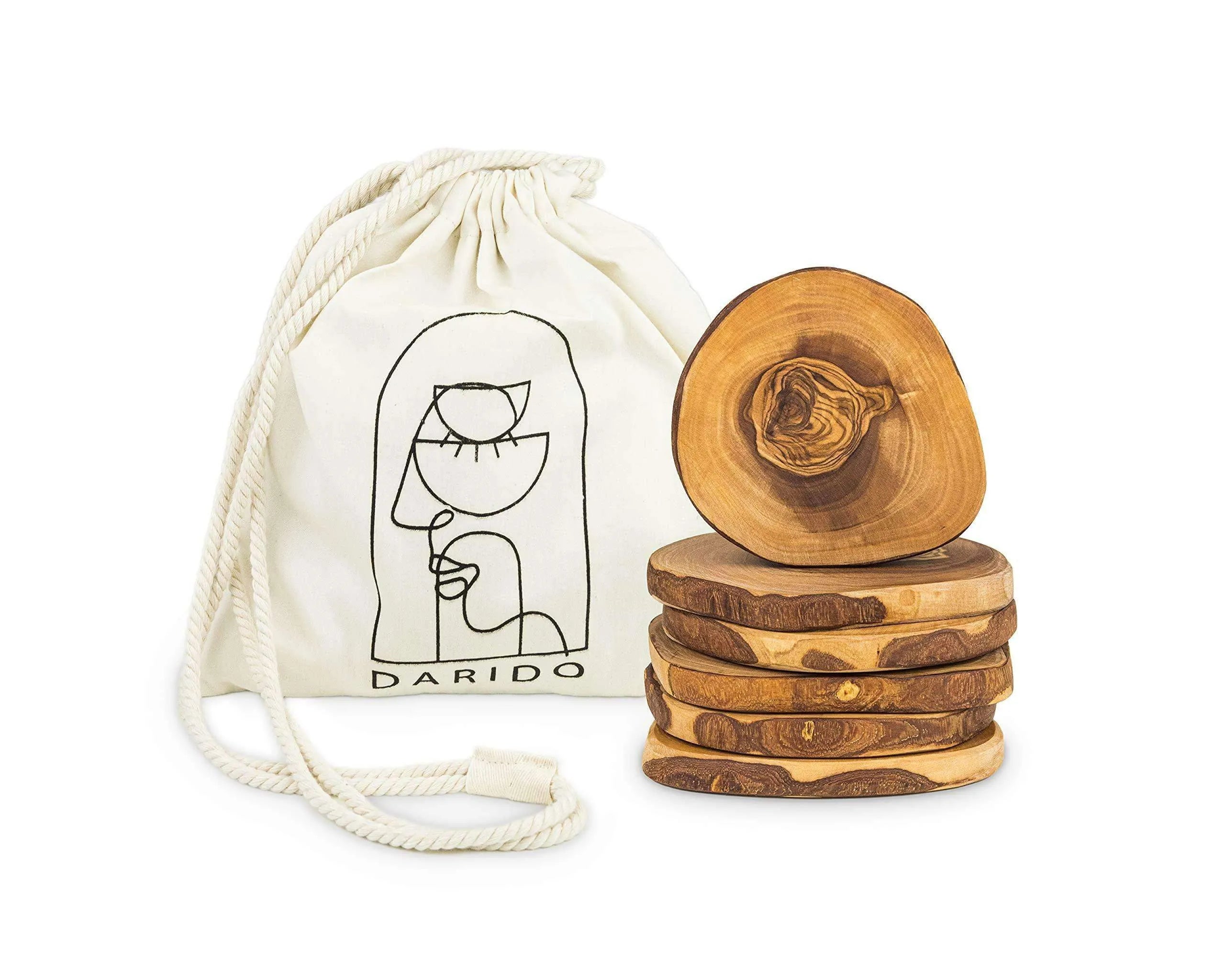 Rustic Olive Wood Coasters Set of 6 – Handmade, Durable & Eco-Friendly