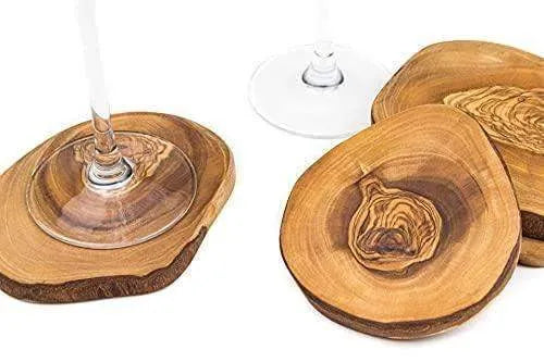 Rustic Olive Wood Coasters Set of 6 – Handmade, Durable & Eco-Friendly