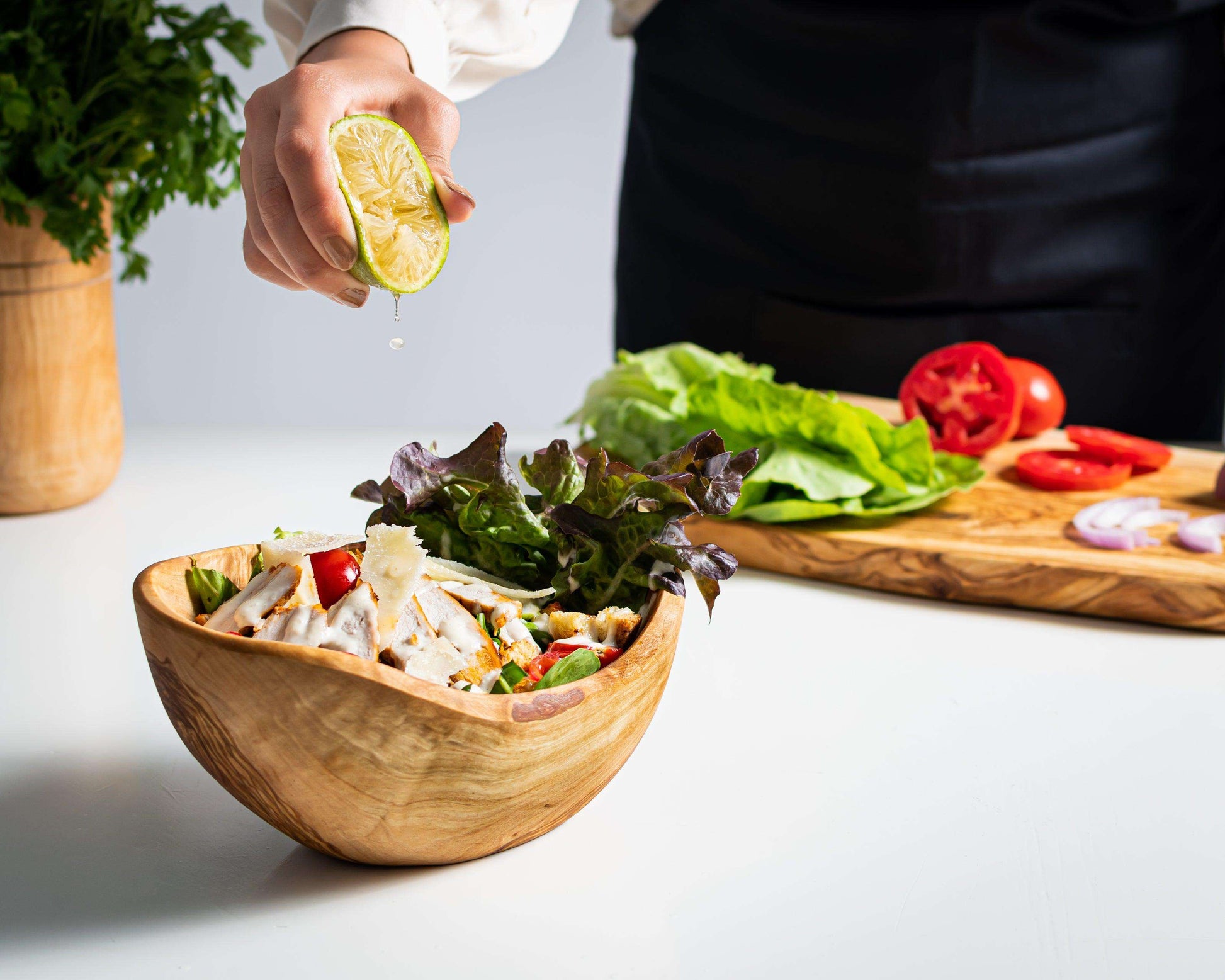 DARIDO Olive Wood Rustic Oval Bowl with Artisanal Salad Servers| 18 * 10cm | Handmade, Functional, and Durable.